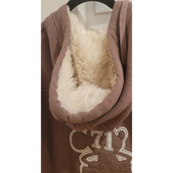 Walt Disney World Parks Sherpa Lined Hoodie Embroidered Mickey Light Brown Sz M - Picture 7 of 9